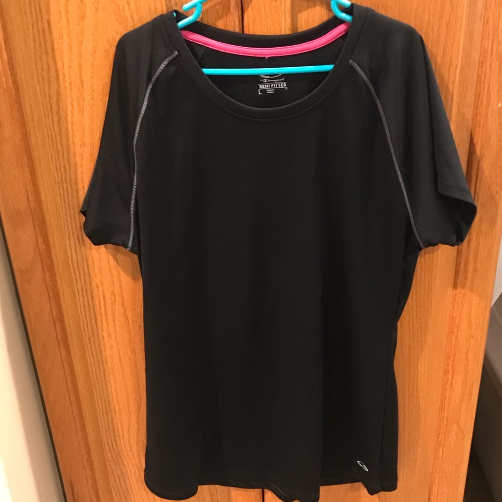 Black Semi Fitted Champion Workout Top